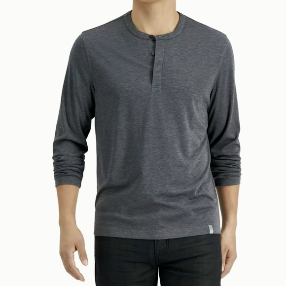 Alfani Mens Alfatech Solid Henley Long Sleeve Shirt - Picture 1 of 5